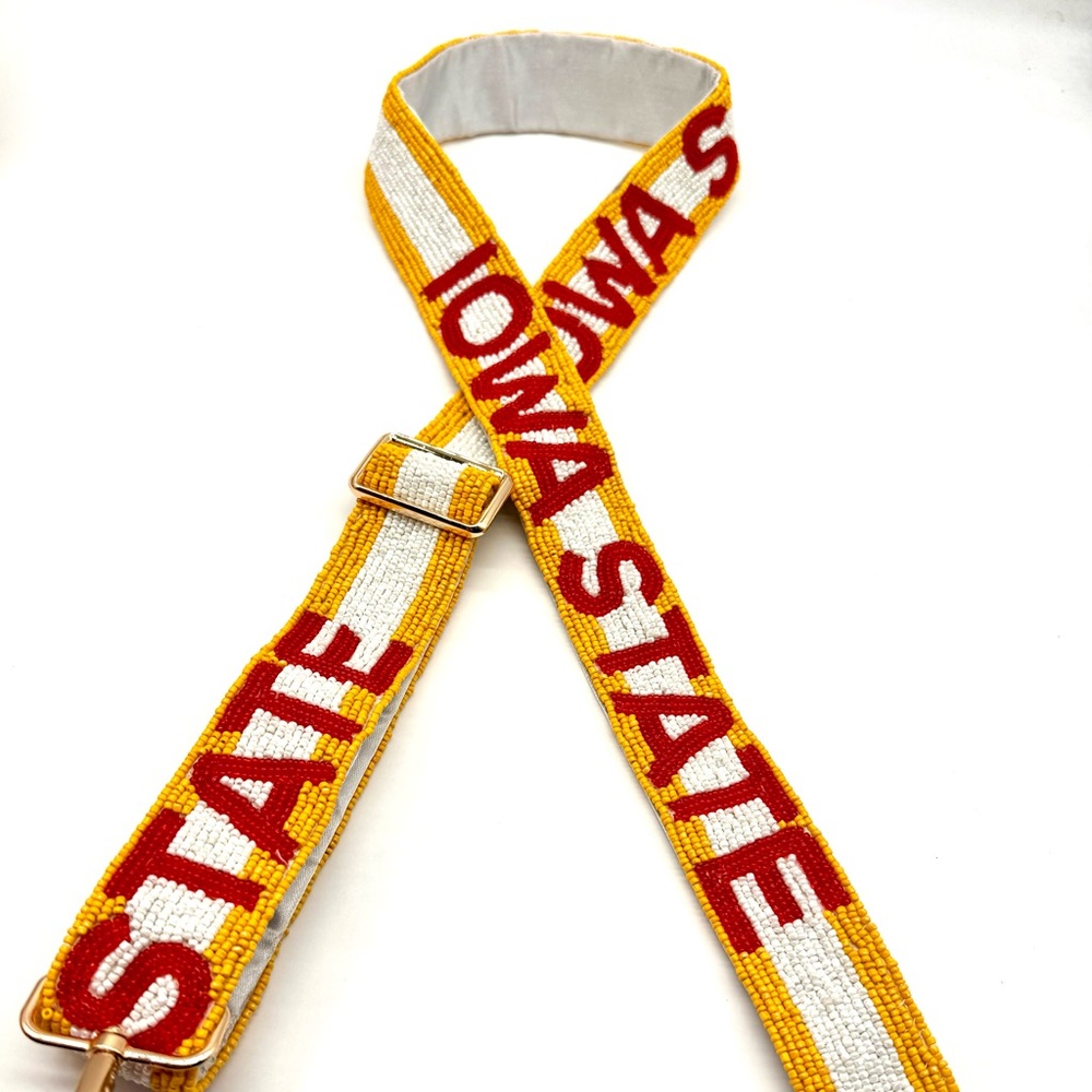 Yellow with red Iowa state adjustable beaded strap - Picture 3 of 4